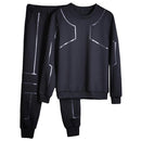 Men Casual Set - Sweatshirt Long Sleeve & Casual Sportswear Pants-M06 Black-S-JadeMoghul Inc.