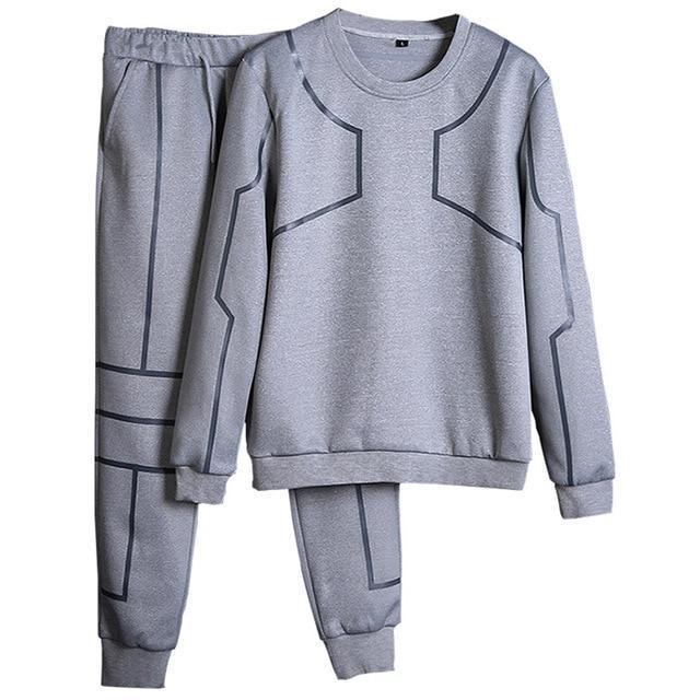 Men Casual Set - Sweatshirt Long Sleeve & Casual Sportswear Pants-M06 Grey-S-JadeMoghul Inc.