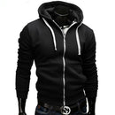 Men Casual Sportswear Hoody/Zipper Long-sleeved Sweatshirt-Black with White-M-JadeMoghul Inc.