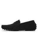 Men Casual Suede Leather Loafers Black Solid Leather Driving Moccasins Gommino Slip on Men Loafers Shoes Male Loafers Big Size-black-6.5-JadeMoghul Inc.