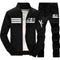 Men Casual Tracksuit - Sportswear Sweatshirts & Pants 2PC-D05 Black-S-JadeMoghul Inc.