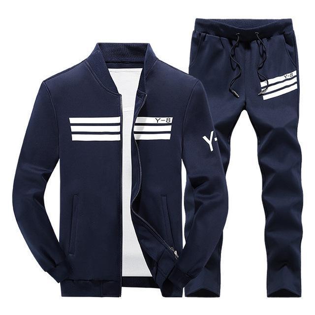 Men Casual Tracksuit - Sportswear Sweatshirts & Pants 2PC-D05 Dark Blue-S-JadeMoghul Inc.