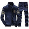 Men Casual Tracksuit - Sportswear Sweatshirts & Pants 2PC-D38 Dark Blue-S-JadeMoghul Inc.