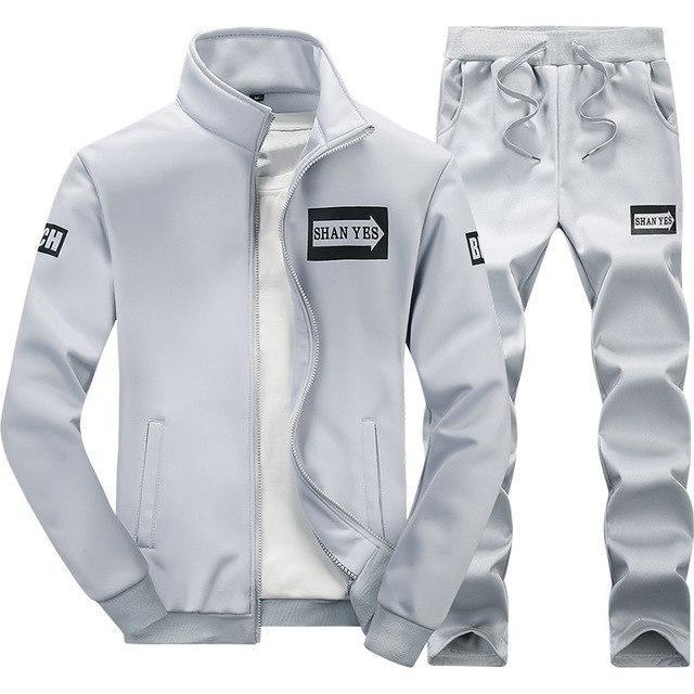 Men Casual Tracksuit - Sportswear Sweatshirts & Pants 2PC-D75 Grey-S-JadeMoghul Inc.