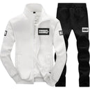 Men Casual Tracksuit - Sportswear Sweatshirts & Pants 2PC-D75 White-S-JadeMoghul Inc.