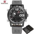 Men Fashionable Sports Watch/ Analog Date Leather Military Waterproof Watch-Black Gray-JadeMoghul Inc.