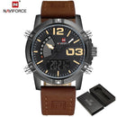 Men Fashionable Sports Watch/ Analog Date Leather Military Waterproof Watch-Black Yellow-JadeMoghul Inc.