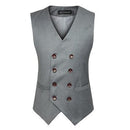 Men Formal Double Breasted Vest-Gray-S-JadeMoghul Inc.