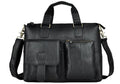 Men Genuine Leather Antique Retro Business Briefcase 15.6" Laptop Case Attache Portfolio Bag One Shoulder Messenger Bag-black-JadeMoghul Inc.