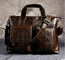 Men Genuine Leather Antique Retro Business Briefcase 15.6" Laptop Case Attache Portfolio Bag One Shoulder Messenger Bag-coffee-JadeMoghul Inc.