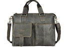 Men Genuine Leather Antique Retro Business Briefcase 15.6" Laptop Case Attache Portfolio Bag One Shoulder Messenger Bag-grey-JadeMoghul Inc.