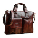 Men Genuine Leather Antique Retro Business Briefcase 15.6" Laptop Case Attache Portfolio Bag One Shoulder Messenger Bag-wine-JadeMoghul Inc.