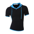 Men Hooded Sling Short-Sleeved Tees / Male T-Shirt-HL-Asia XL 175CM 75KG-China-JadeMoghul Inc.
