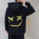 Men Hoodies Sweatshirts Happy Smiling Face Print Headwear Hoodie Women Patchwork Hoodies Hip Hop Streetwear Hooded Pullover AExp