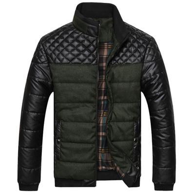 Men Jacket Patchwork Design / Fashionable Winter Outerwear-Amy Green-L-JadeMoghul Inc.