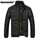 Men Jacket Patchwork Design / Fashionable Winter Outerwear-Grey-L-JadeMoghul Inc.