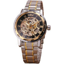 Men Mechanical Stainless Steel Strap Classic Wristwatch-GOLDEN BLACK-JadeMoghul Inc.