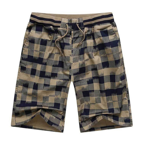 Men Plaid Shorts Classic Design / Cotton Casual Beach Shorts-Blue-XL-JadeMoghul Inc.