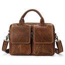 Men's Briefcases men's leather male man Laptop bag 14inch business Messenger bags men Shoulder Bags Genuine Leather