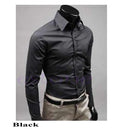 Men 's Fashion Candy Color Long - sleeved Slim Business Casual Shirt Men Luxury Stylish Casual Dress Slim Fit Casual Blouse-1-L-JadeMoghul Inc.