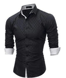 Men Self print Collar Button Down Shirt-black-M-JadeMoghul Inc.