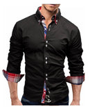 Men Shirt 2018 Spring New Brand Business Men'S Slim Fit Dress Shirt Male Long Sleeves Casual Shirt Camisa Masculina Size M-3XL-Black shirt-Asian size M-JadeMoghul Inc.