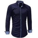 Men Shirt 2018 Spring New Brand Business Men's Slim Fit Dress shirt Male Long sleeves Casual Shirt camisa masculina Size XXXL-Navy-Asian Size M-JadeMoghul Inc.