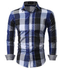 Men Shirts Fit Mens Dress Plaid Shirts Male Clothes Social Casual Shirt Men Brand Chemise Homme Large size XXXL USNS-blue-Asian size M-JadeMoghul Inc.