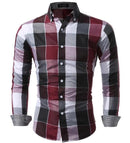 Men Shirts Fit Mens Dress Plaid Shirts Male Clothes Social Casual Shirt Men Brand Chemise Homme Large size XXXL USNS-red-Asian size M-JadeMoghul Inc.