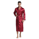 Men Silk Satin Bathrobe / Long Solid Silk Pajamas