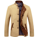 Men Slim Fit Thin Stand Button Male Casual Jacket-Khaki-L-JadeMoghul Inc.