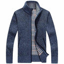 Men Smart Stand Collar Cardigan-Blue-M-JadeMoghul Inc.