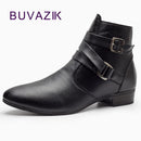 Men Soft Leather Boots / Waterproof Warm & Comfortable Ankle Boots-Black-6.5-JadeMoghul Inc.