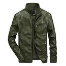Men Solid Casual Biker Leather Jacket - Pilot Jacket-Green-XXL-JadeMoghul Inc.
