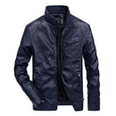 Men Solid Casual Biker Leather Jacket - Pilot Jacket-Navyblue-XXL-JadeMoghul Inc.