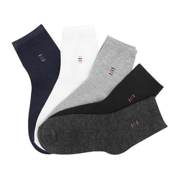 Men Solid Color Cotton Classic Business Casual Socks-A black-JadeMoghul Inc.