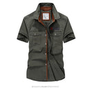 Men Solid Military Short Sleeves Shirt / Cotton Breathable Army Shirt-army green-S-JadeMoghul Inc.