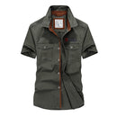 Men Solid Military Short Sleeves Shirt / Cotton Breathable Army Shirt-army green-S-JadeMoghul Inc.
