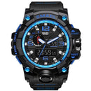Men Sports Watch Dual Display Analog Digital LED Electronic Quartz Wristwatch-Black Blue-JadeMoghul Inc.