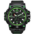 Men Sports Watch Dual Display Analog Digital LED Electronic Quartz Wristwatch-Black Green-JadeMoghul Inc.