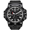 Men Sports Watch Dual Display Analog Digital LED Electronic Quartz Wristwatch-Black Silver-JadeMoghul Inc.