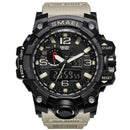 Men Sports Watch Dual Display Analog Digital LED Electronic Quartz Wristwatch-Khaki-JadeMoghul Inc.