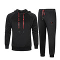 Men Sportswear Fitness Tracksuit - Hoodies Set - Men's 2PC Sweatshirt+SweatPants Outwear-TZ22 Black-S-JadeMoghul Inc.