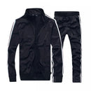 Men Sportswear Set - Casual 2Pcs Track Suit Clothing (Sweatshirt Jacket + Pants)-FK038 Black-S-JadeMoghul Inc.