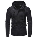 Men Stylish Sweatshirt - Zipper Long Sleeve Hoodie-Black-XL-China-JadeMoghul Inc.