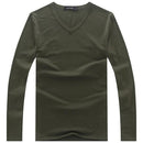 Men T Solid Shirts Fashion 2017 New Fashion Fitness Long Sleeve Tshirts HommeTops&Tees Camisetas Hombre Hip Hop R1058-V neck Army-S-JadeMoghul Inc.