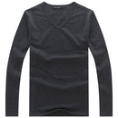Men T Solid Shirts Fashion 2017 New Fashion Fitness Long Sleeve Tshirts HommeTops&Tees Camisetas Hombre Hip Hop R1058-V neck Dark Gray-S-JadeMoghul Inc.