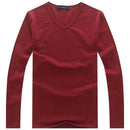 Men T Solid Shirts Fashion 2017 New Fashion Fitness Long Sleeve Tshirts HommeTops&Tees Camisetas Hombre Hip Hop R1058-V neck Wine-S-JadeMoghul Inc.