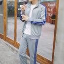 Men Track Suit Set - Sportswear Fitness Set - Thin Striped Tracksuit-Gray-S-JadeMoghul Inc.