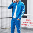 Men Track Suit Set - Sportswear Fitness Set - Thin Striped Tracksuit-Sky Blue-S-JadeMoghul Inc.